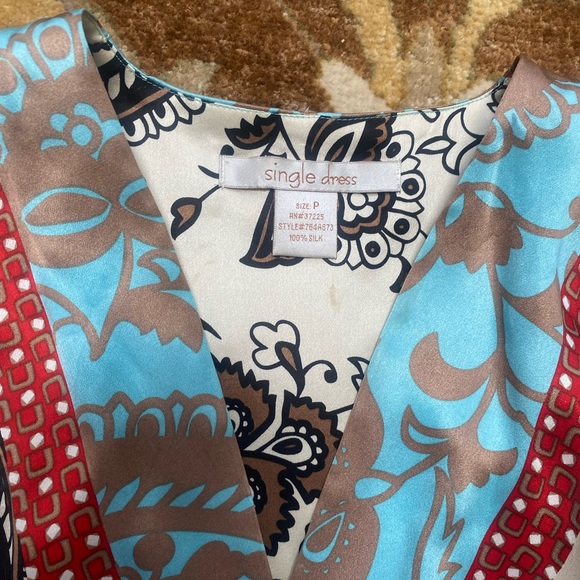 Y2K 100% Silk Paisley Mini Dress - Picture 3 of 7